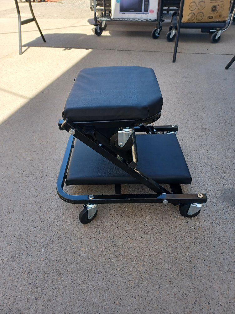 Folding Knee Pad Creeper Stool Mechanic Seat Rolling Garage Shop Stool