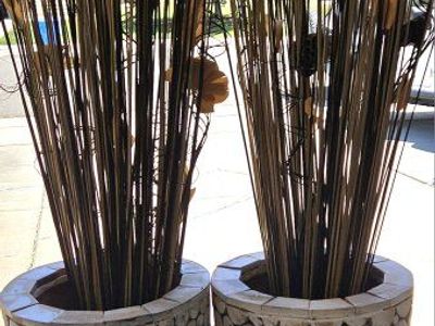 Pair of Tall Wooden Log Slice Vases with Decorative Branches - Rustic Home Decor $50 for the pair