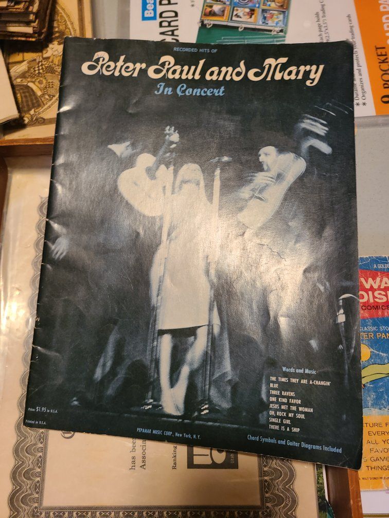Vintage Peter Paul And Mary In Concert Songbook Sheet Music