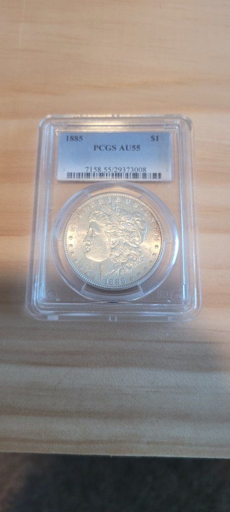 1885 Morgan Silver Dollar PCGS AU55 Graded Coin - Authentic US Currency Collectible