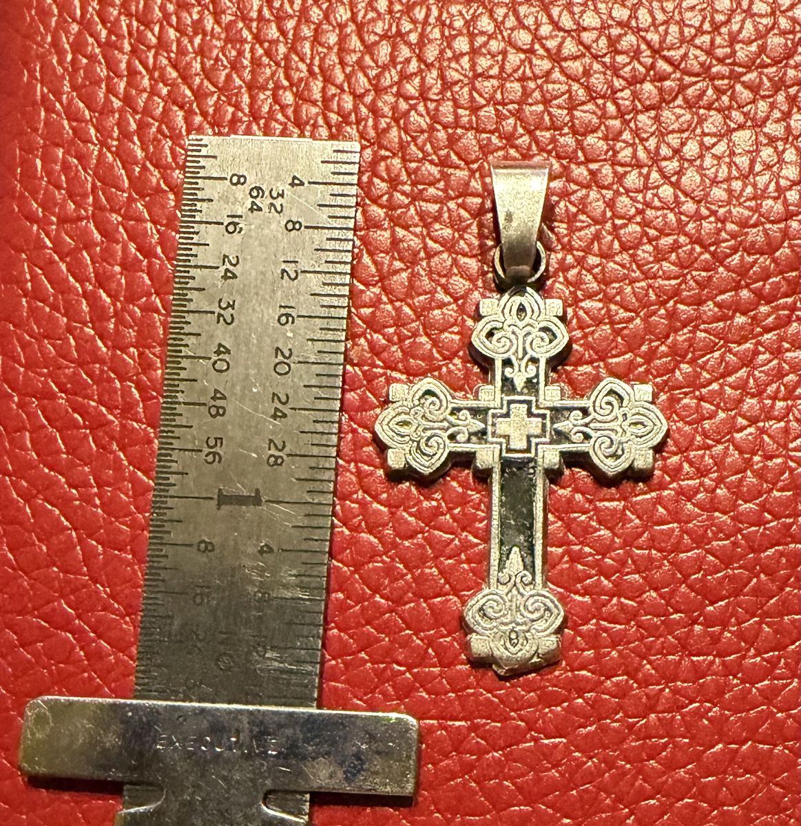 Sterling Silver Ornate Filigree Eastern Orthodox Baptismal Cross Pendant
