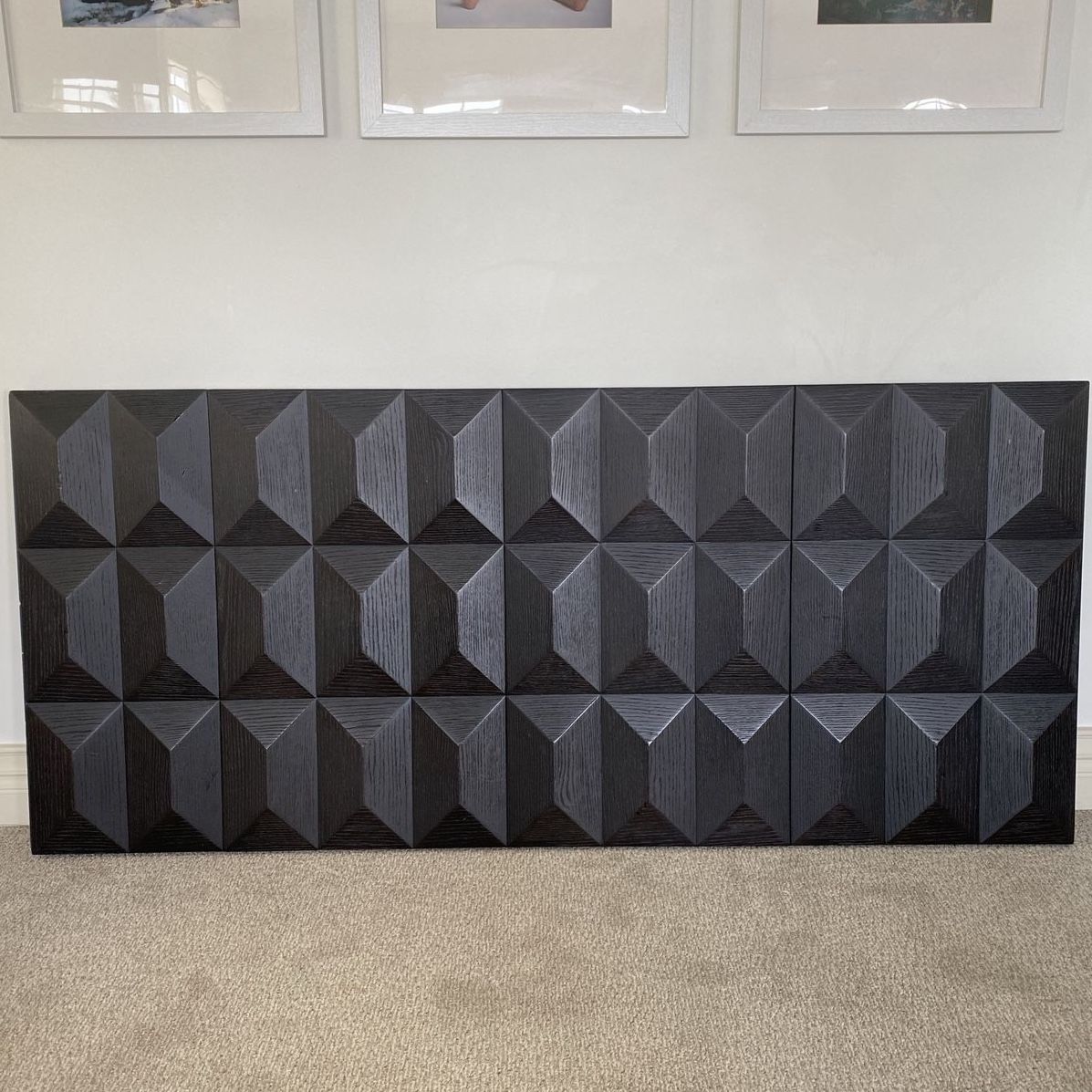 Queen headboard black geometric