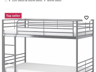 IKEA SVÄRTA Silver Bunk Bed Frame - 90x200 cm (Twin Size) - Space-Saving Design