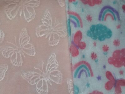 2 PLUSH BABY BLANKETS...BUTTERFLY DESIGN