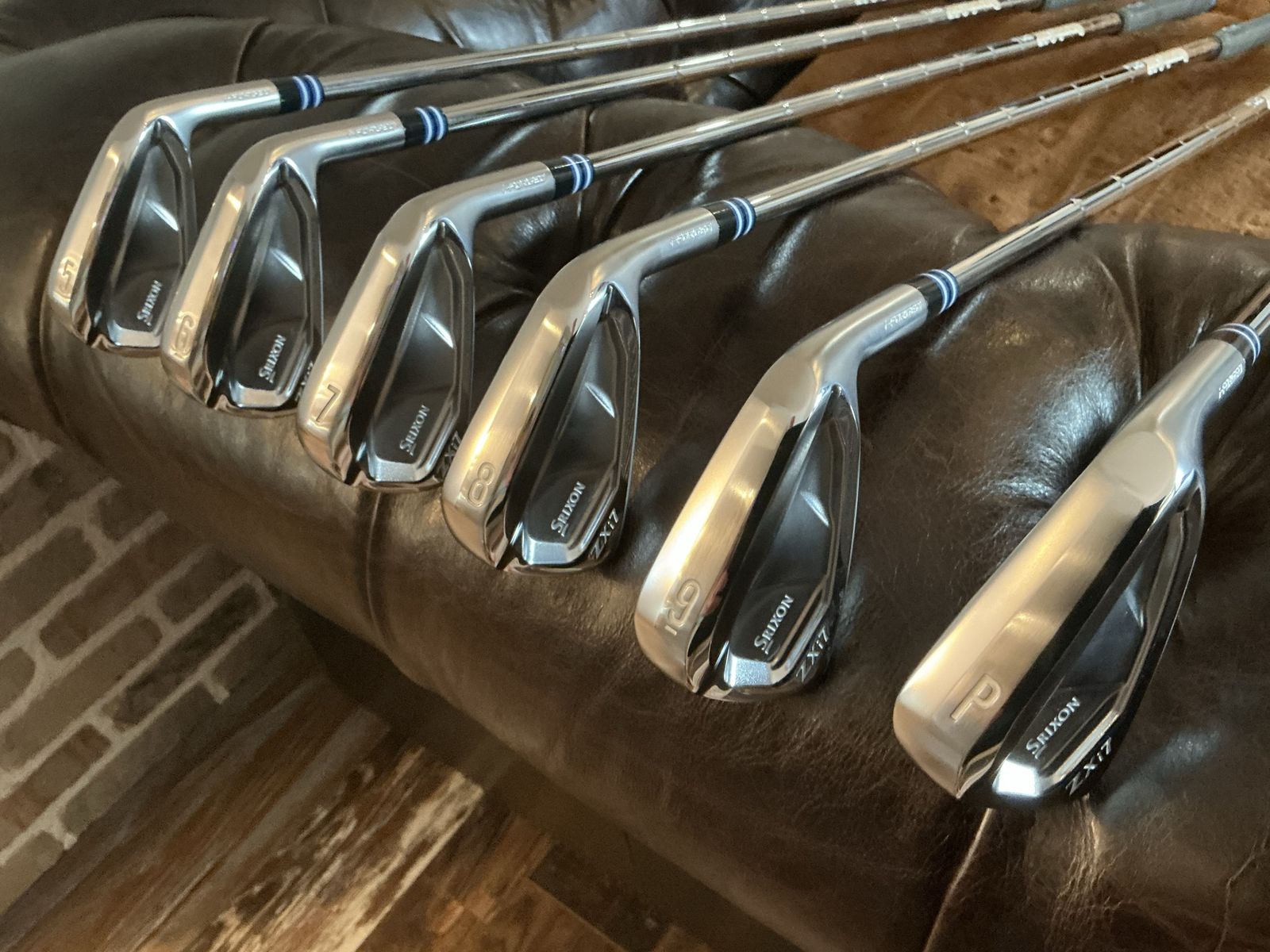 BRAND NEW CUSTOM FROM SRIXON! Srixon ZXi7 Golf Iron Set 5-PW-SILVER PAINT FILL-BLUE,WHITE,BLACK FERRULES -DYNAMIC GOLD 120 X100!
