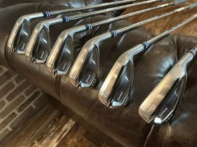 BRAND NEW CUSTOM FROM SRIXON! Srixon ZXi7 Golf Iron Set 5-PW-SILVER PAINT FILL-BLUE,WHITE,BLACK FERRULES -DYNAMIC GOLD 120 X100!