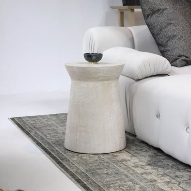 East at Main Round Pedestal End Table