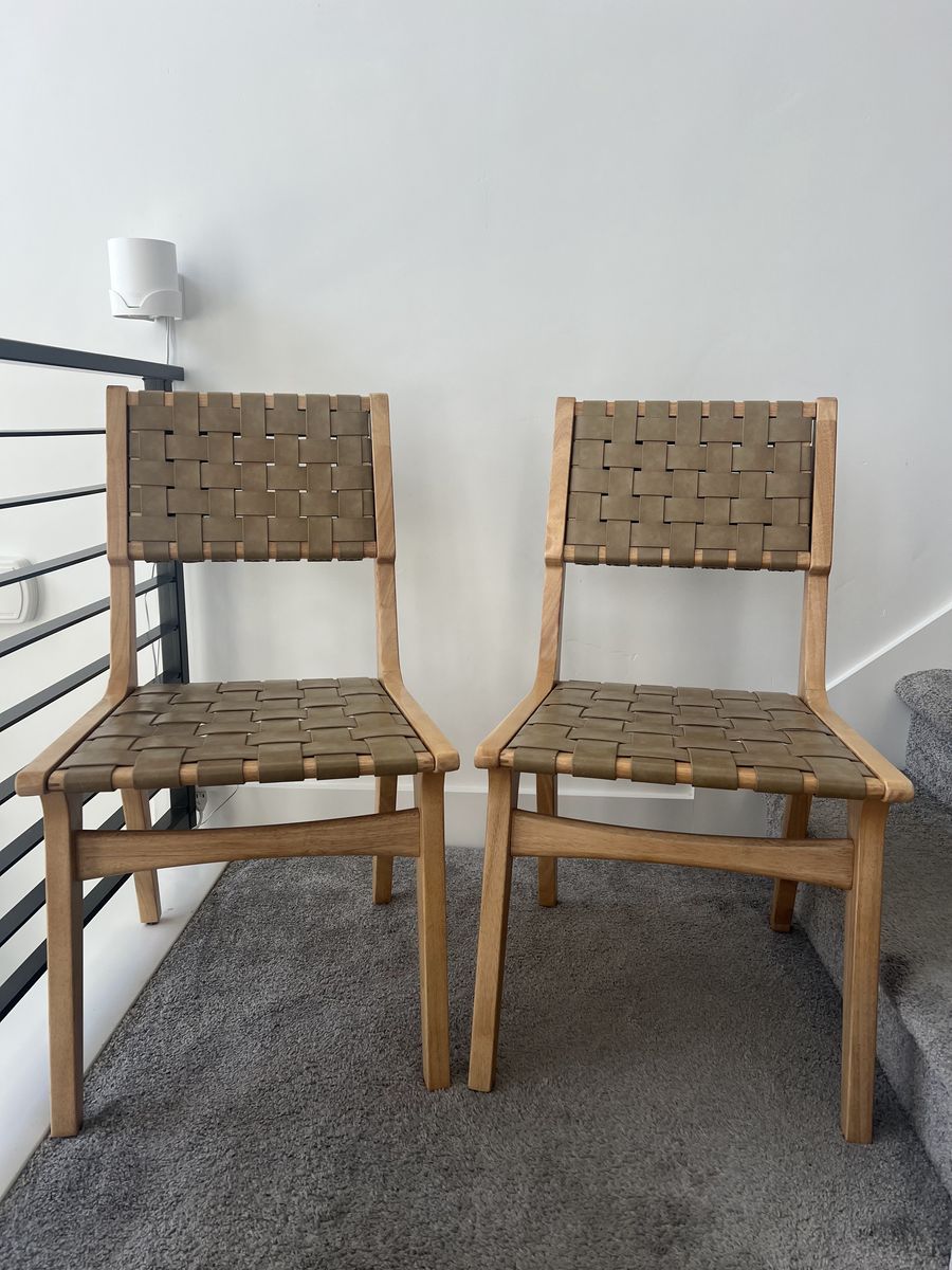 Pair of Mid-Century Style Woven Accent/Dining Chairs