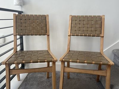 Pair of Mid-Century Style Woven Accent/Dining Chairs