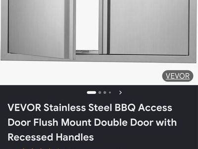 VEVOR Stainless Steel BBQ Access Double Flush Mount Door w/ Recessed Handles - Outdoor Kitchen