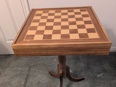 Game Table with Built-in Storage, Chess, Checkers, Dominos