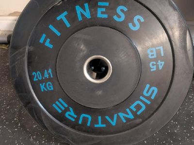 Signature Fitness 45LB Olympic Bumper Plate - Virgin Rubber, Deep Edges for Easy Grip