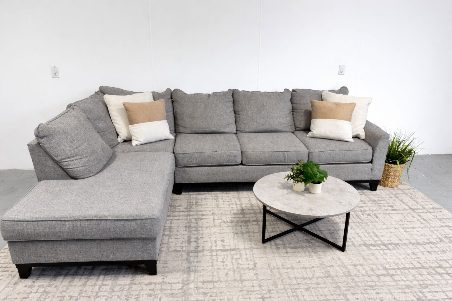 Gray 2 Piece Chaise Sectional - FREE DELIVERY