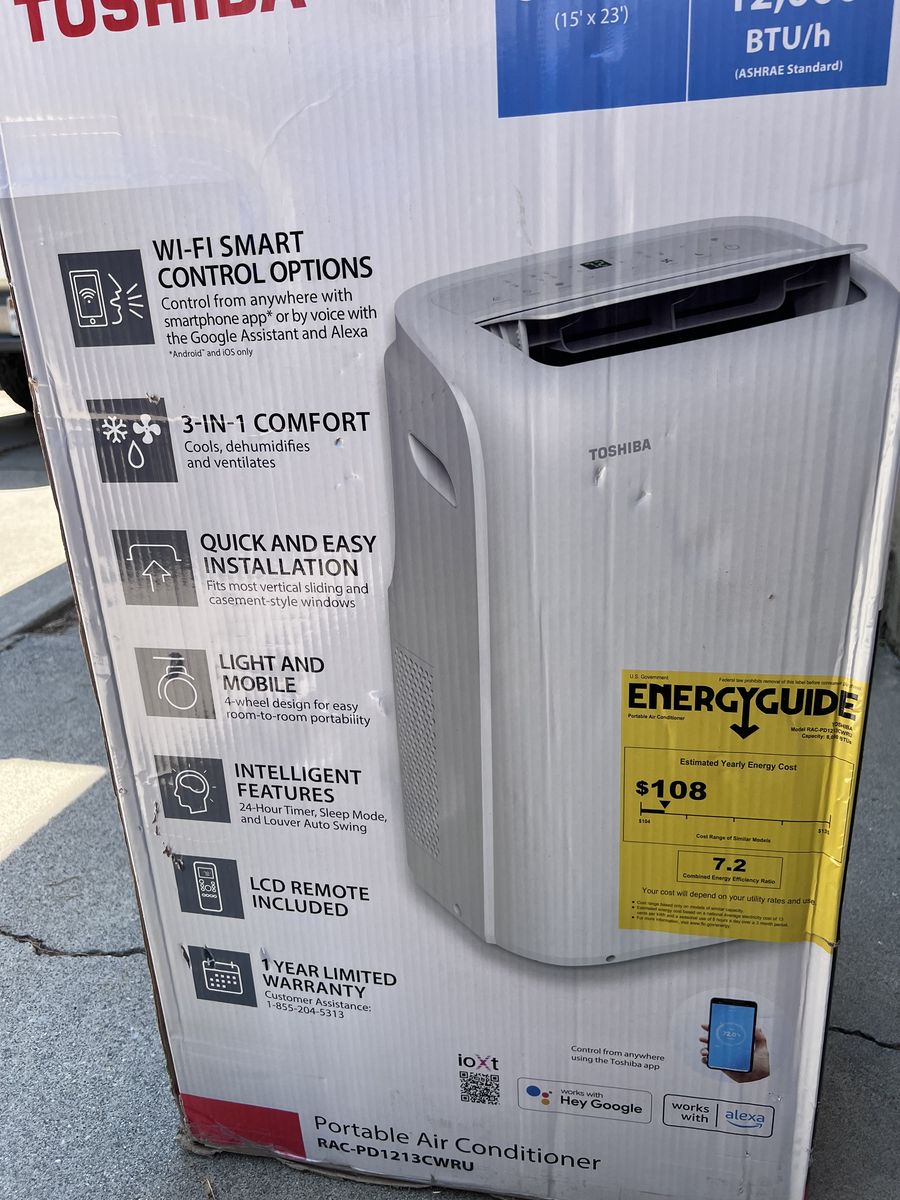 Toshiba Smart Portable Air Conditioner 8000 BTU RAC-PD1213CWRU Wi-Fi 350 Sq Ft