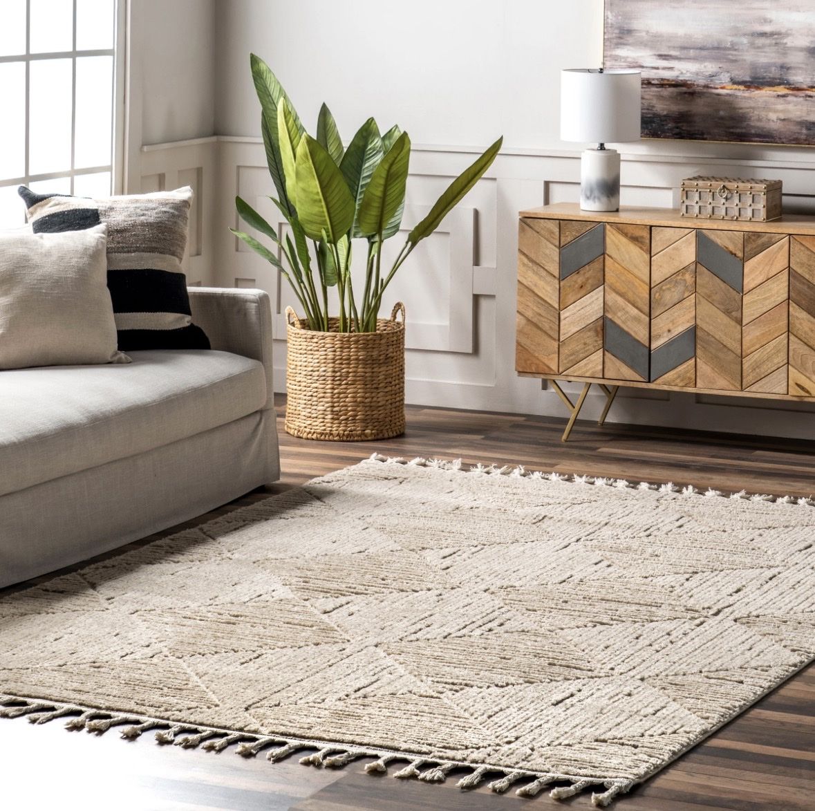 7’10” x 10 nuLOOM Kerry Textured Geometric Tasseled Area Rug