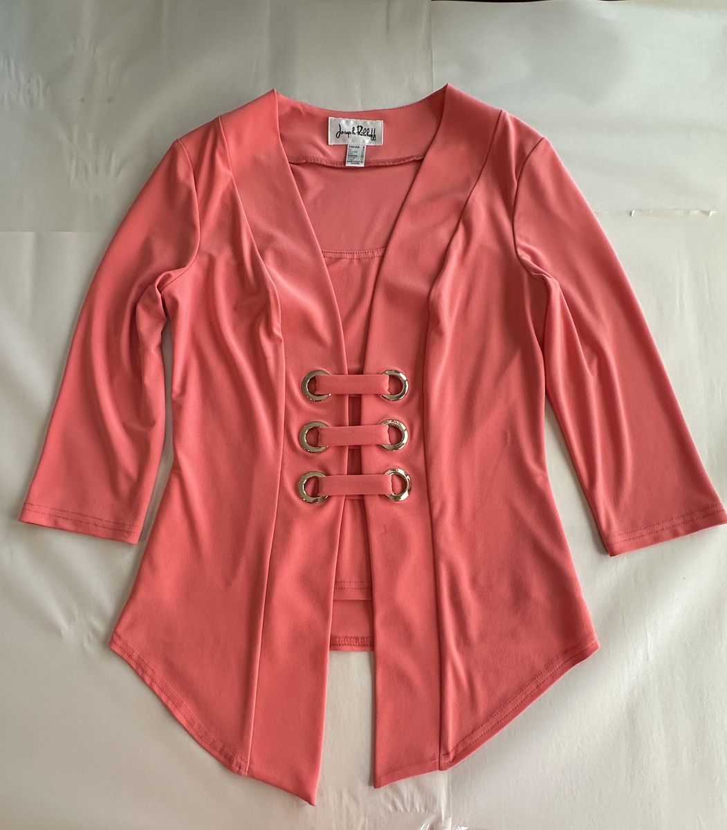 Joseph Ribkoff Coral Open Front Cardigan Jacket Womens Size 8 Canada Grommet
