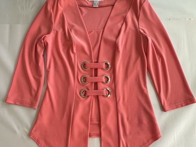 Joseph Ribkoff Coral Open Front Cardigan Jacket Womens Size 8 Canada Grommet