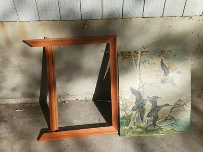 Vintage Flying Ducks Print with Wooden Frame