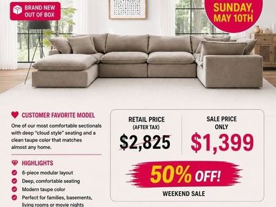 Sereen 6-Piece Fabric Modular Sectional – Taupe
