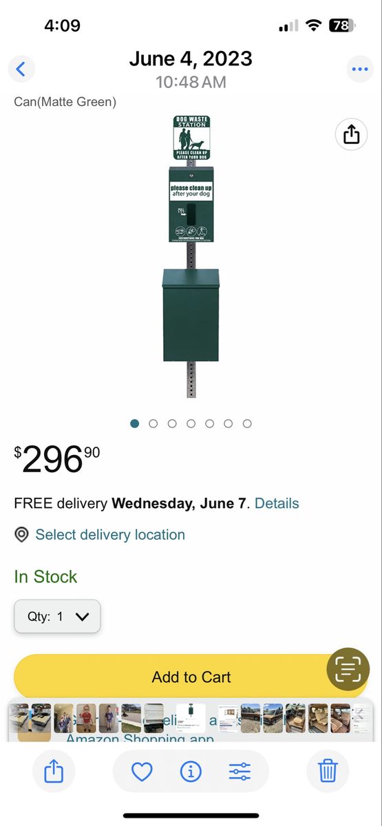 Dog Waste Station - Matte Green Pet Waste Dispenser & Receptacle