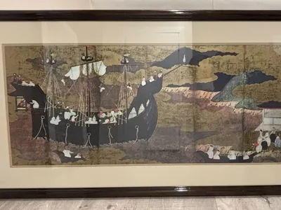 Set of 2 Framed Japanese Art Prints – 27 x 49 Inches Each – No Box – Wall Hangin