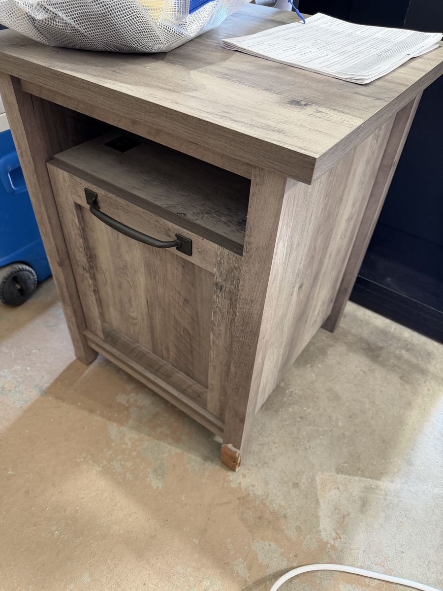 Bedroom Set - Wooden Dresser and Matching Nightstands with Built-In Outlets