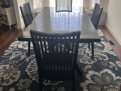 Solid Wood Black Varnished Extendable Table & 4 Chairs - NEED GONE ASAP