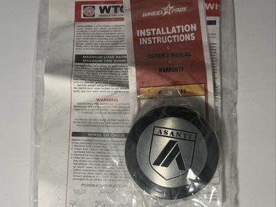 NEW Asanti Black Label Wheel Center Cap Gloss Black Silver Logo Snap-In (Single Cap)