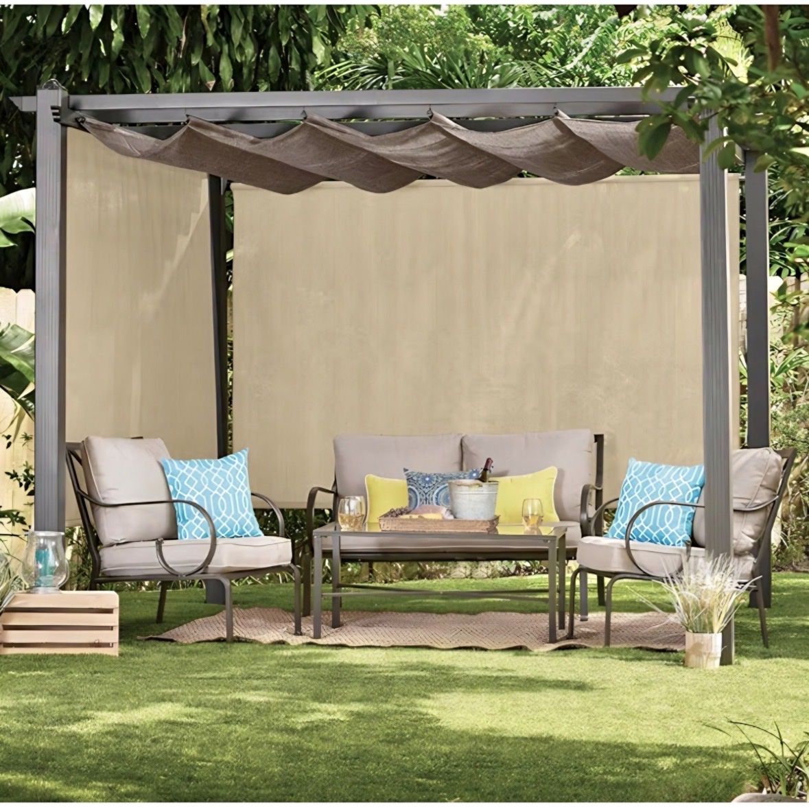 Coolaroo Outdoor Roller Shade with Wand - 80% UV Block Breathable Light Filtering
