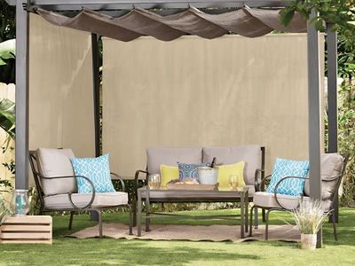 Coolaroo Outdoor Roller Shade with Wand - 80% UV Block Breathable Light Filtering