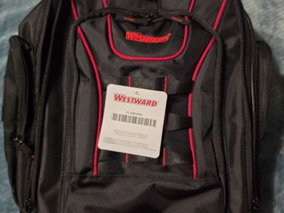 Westward Heavy Duty Tool Backpack Black and Red with Molded Base