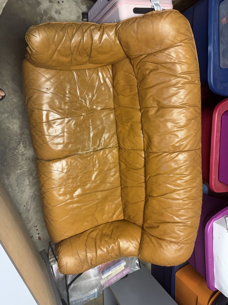 Brown Leather Loveseat Couch