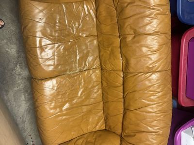 Brown Leather Loveseat Couch