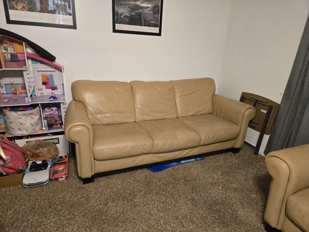 leather couch and armchair for sale