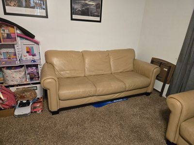 leather couch and armchair for sale