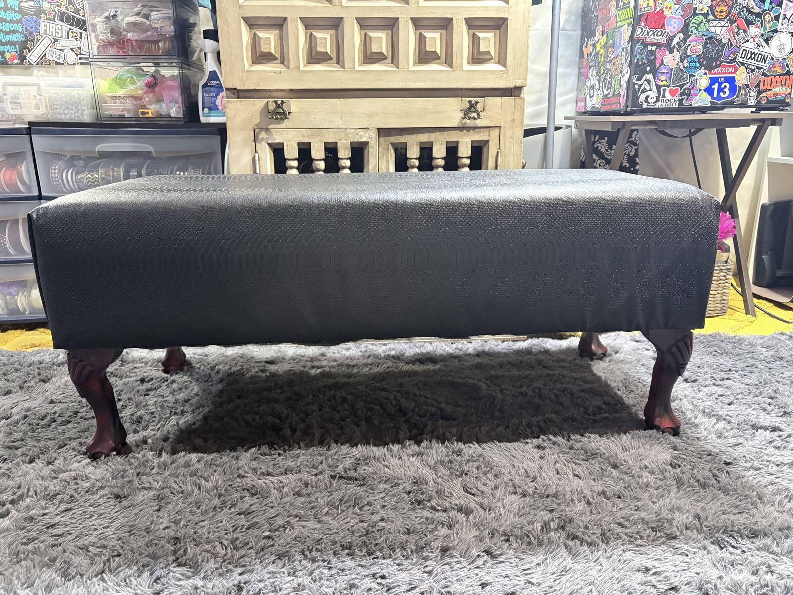Black Snakeskin Bed Bench