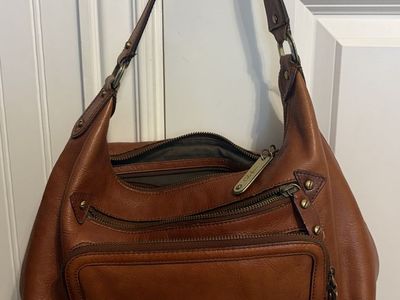 Cole Haan Brown Leather Shoulder Bag Hobo Purse Zip Pockets