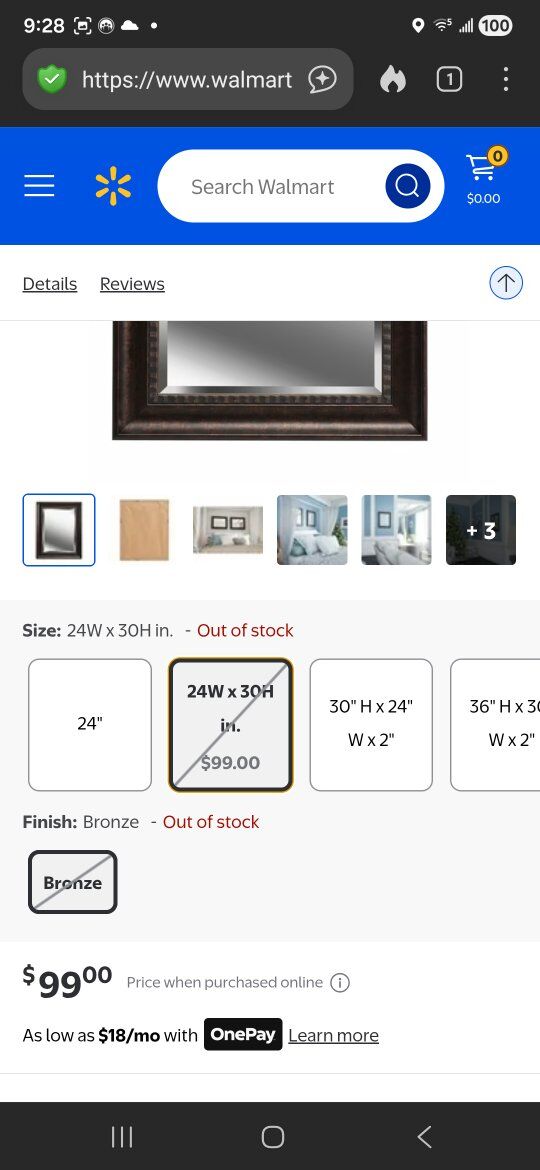 24x30 Kenroy Home Amiens Mirrors, Medium, Bronze