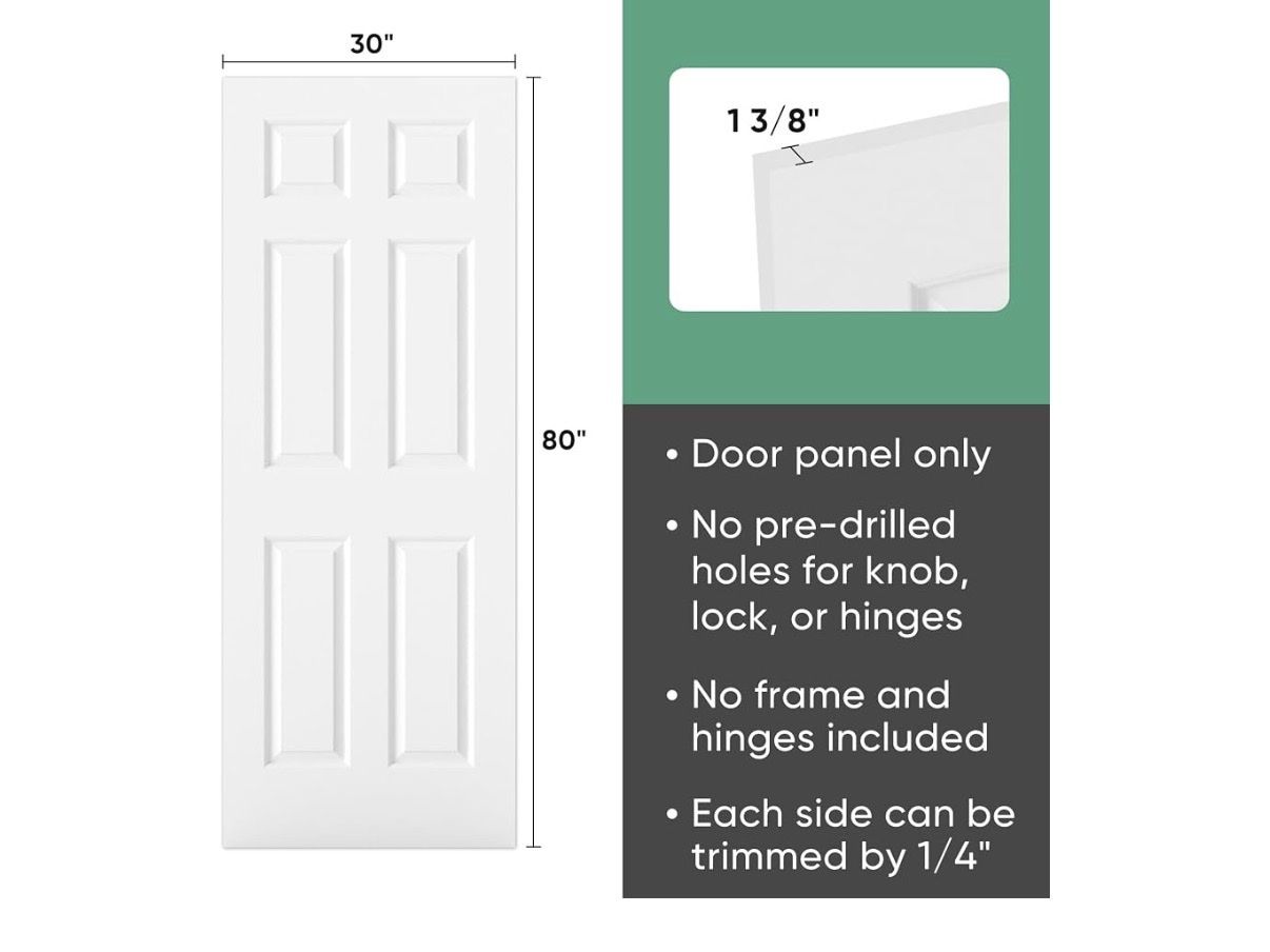 Brand new! 30x80 in Raised 6-Panel Textured White Primed Door Slab