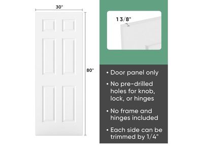 Brand new! 30x80 in Raised 6-Panel Textured White Primed Door Slab