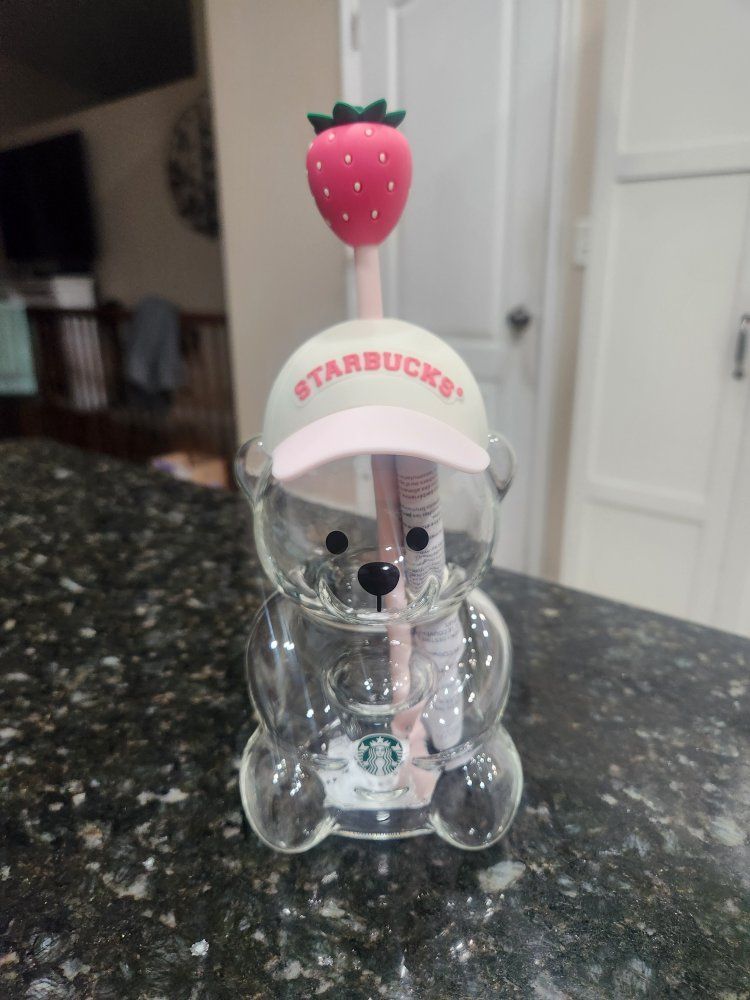 Limited Edition Pink Bearista Glass Cold Cup - Brand new!!