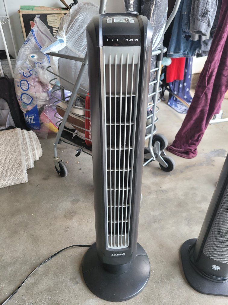 Lasko Oscillating Electric Tower Fan with Timer - Black/Gray