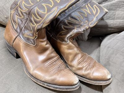 Vintage Nacona Two-Tone Full Grain Leather Cowboy Western Boots - Embroidered - Men's 10 D