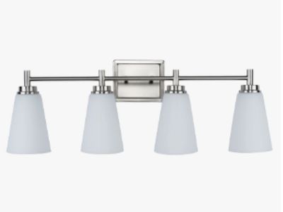 Modern 4 Light Bathroom Vanity Nickel Finish Cone Frosted Glass