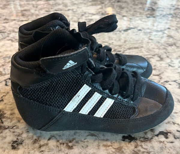 Adidas HVC 2 Mid Wrestling Shoe Black-White Size K11 VERY VERY SLIGHTLY USED!