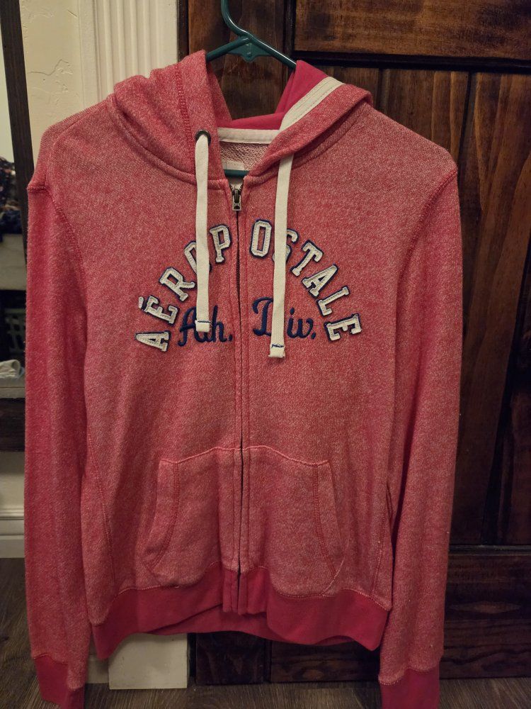 Aeropostale Women's Pink Full-Zip Long Sleeve Hoodie - Size L/G, New with Tags