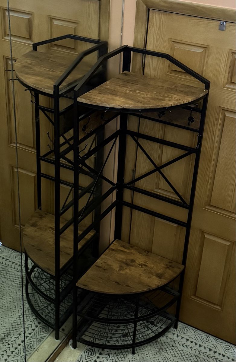 HOMISSUE Vintage Corner Hall Tree with Shoe Bench and Coat Rack