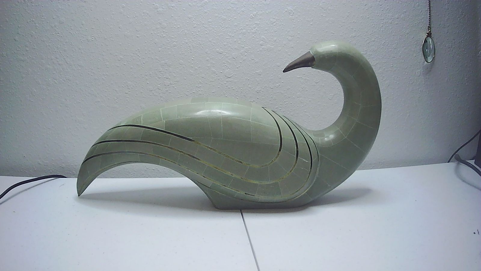 Large Tessellated Green marble bird sculpture by Maitland Smith 1970 MCM