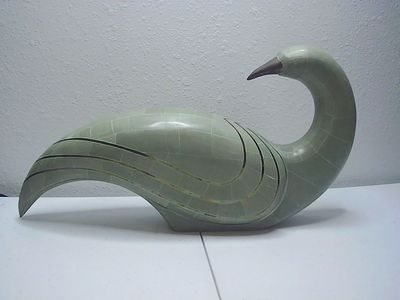 Large Tessellated Green marble bird sculpture by Maitland Smith 1970 MCM
