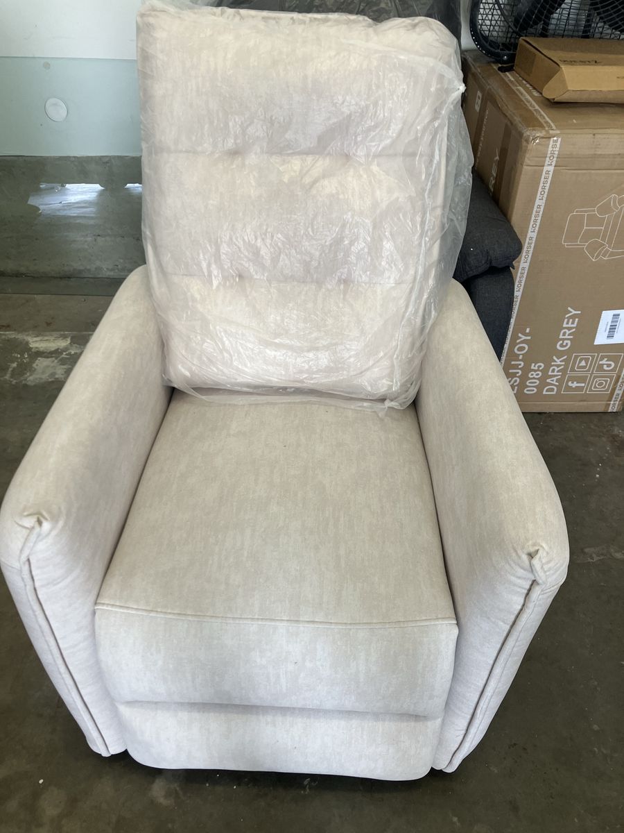 Korser Recliner Chair Light Beige and Dark Grey Upholstered Armchair